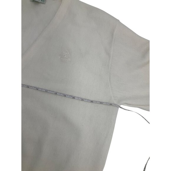 Vintage Izod Mens XLT Tall White Cardigan Sweater Button-Up Embroidered Logo USA - Picture 7 of 7